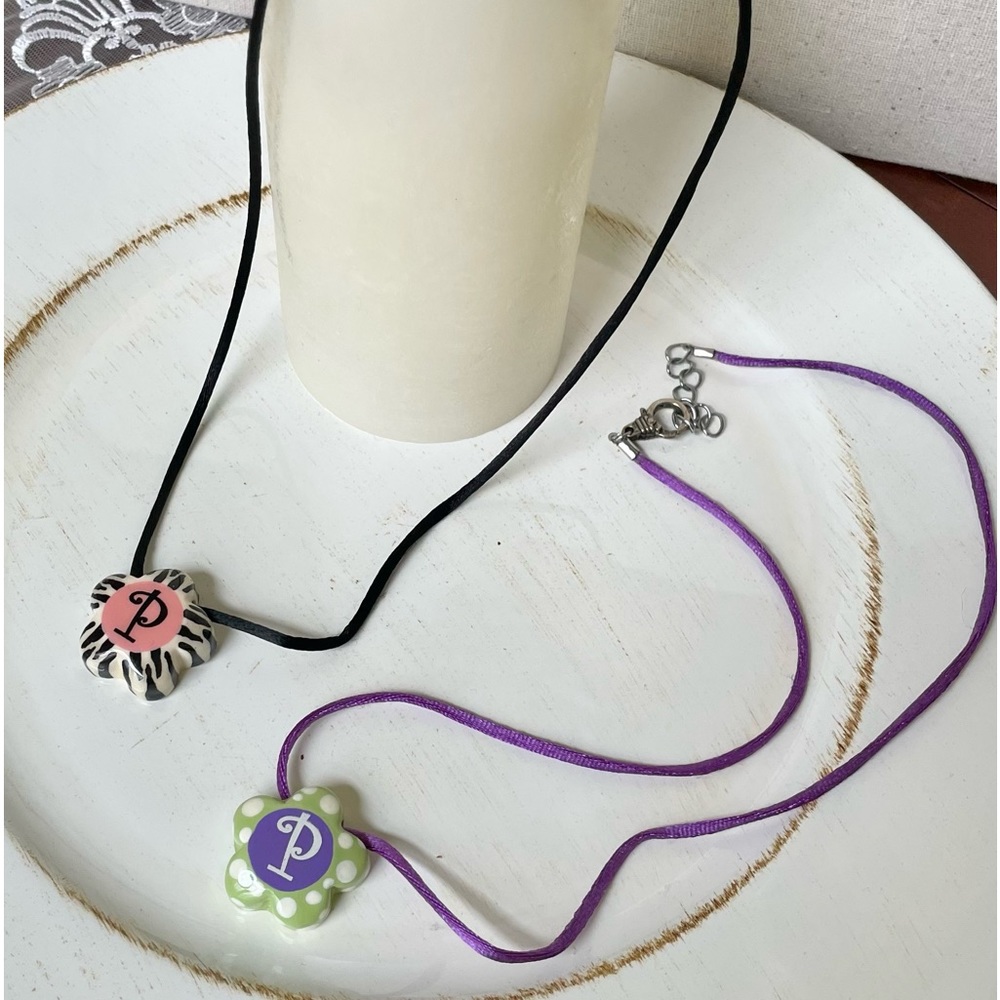 2 Ceramic Initial “P” Necklaces